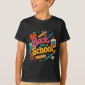 バックトゥスクール カートゥーン文房具 Tシャツ (正面)