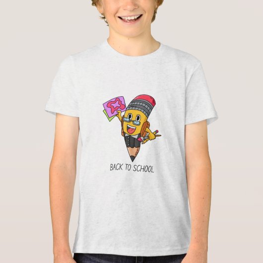 バックトゥスクール カートゥーン 鉛筆 キャラクターデザイン トライブレンドTシャツ (正面)