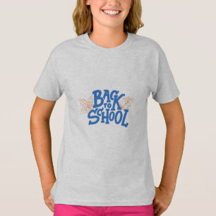 バックトゥスクール キッズ レトロ ブルーTシャツ Tシャツ