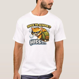 バックトゥスクール シュッとした面白いネコデザイン Tシャツ