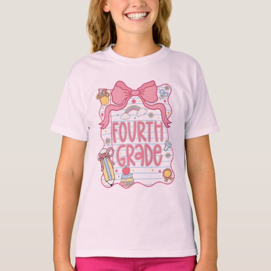 バックトゥスクールTシャツ 小学4年生 Tシャツ (正面)
