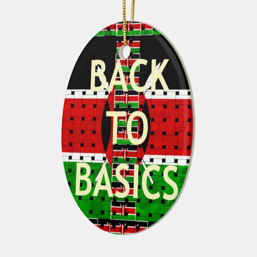 バックトゥベーシックス:ケニアの国旗をテーマにした織物文化 セラミックオーナメント (左)