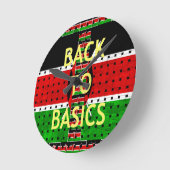 バックトゥベーシックス:ケニアの国旗をテーマにした織物文化 ラウンド壁時計 (傾斜)