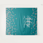 バックドロックスウィート16ティール(緑がかった色)シルバーグリッター紙吹雪 タペストリー (正面(横))