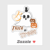 バックネコとカボチャでブーをトリックまたは治療する シール (シート)