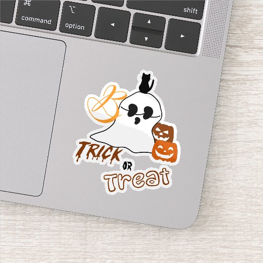 バックネコとカボチャでブーをトリックまたは治療する シール (詳細)