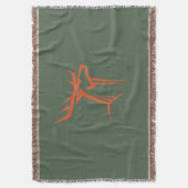 バックハンターオレンジと迷彩柄グリーンブランケット スローブランケット (正面縦)