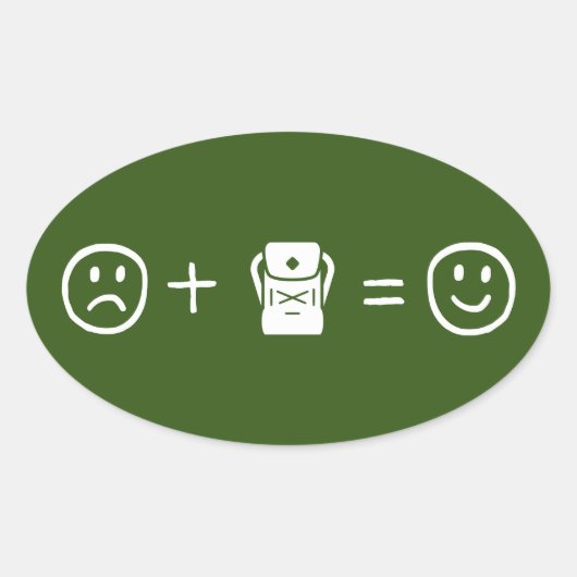 バックパッキングで幸せ 楕円形シール (正面)