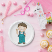 バックパックで微笑む少年 ペーパープレート (パーティー)