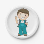 バックパックで微笑む少年 ペーパープレート (正面)