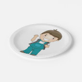 バックパックで微笑む少年 ペーパープレート (アングル)