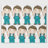 バックパックで微笑む少年 ラッピングペーパー (フラット)