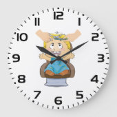 バックパックで微笑む少年 ラージ壁時計 (正面)