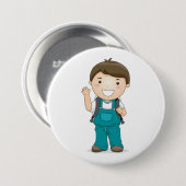 バックパックで微笑む少年 缶バッジ (正面&裏面)