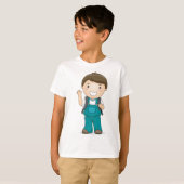 バックパックで微笑む少年 Tシャツ (正面フル)