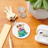 バックパックで男の子なびくおもしろいスクールキッド キーホルダー