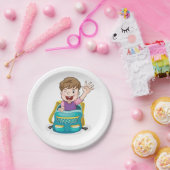 バックパックで男の子なびくおもしろいスクールキッド ペーパープレート (パーティー)