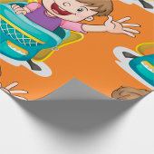 バックパックで男の子なびくおもしろいスクールキッド ラッピングペーパー