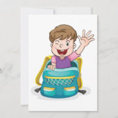 バックパックで男の子なびくおもしろいスクールキッド 招待状 (正面)