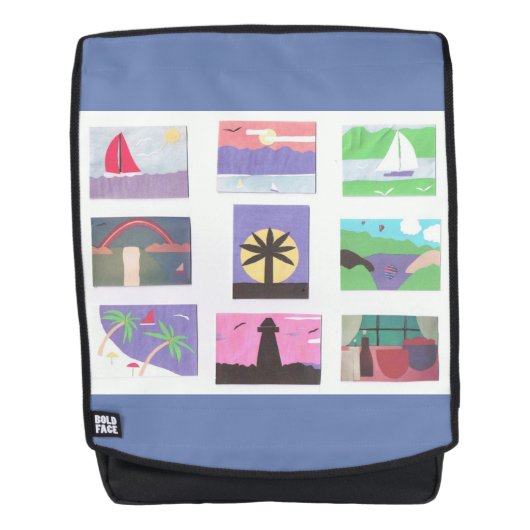 バックパックとカラフル自然デザイン バックパック (正面)