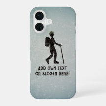 バックパックとスティックでハイキング – あなたのスローガン