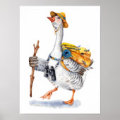 バックパックと双眼鏡でガチョウをハイキング ポスター (正面)