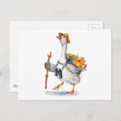 バックパックと双眼鏡でガチョウをハイキング ポストカード (正面/裏面)