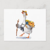 バックパックと双眼鏡でガチョウをハイキング ポストカード (正面)