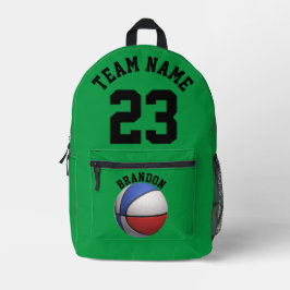 バックパックの子供たちバスケットボールのスポーツスクールグリーン プリントバックパック