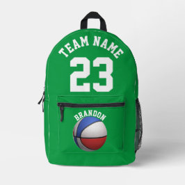 バックパックの子供たちバスケットボールの緑のスポーツスクール プリントバックパック