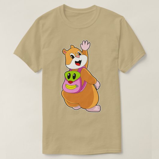 バックパックを持つ学生としてのハムスター Tシャツ (デザイン正面)