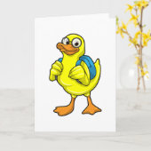 バックパックを背負った学生のダック カード (黄色い花)