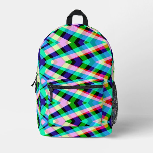 バックパックエレガントジグザグ模様 プリントバックパック (正面)