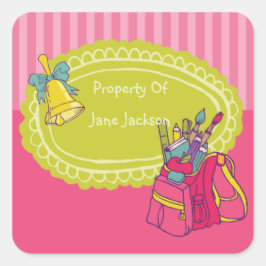 バックパックガーリー蔵書票パーソナライズされたシール スクエアシール