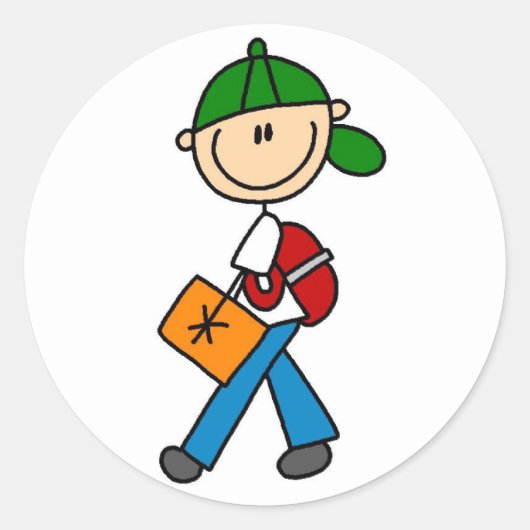 バックパックシール付き少年 ラウンドシール (正面)