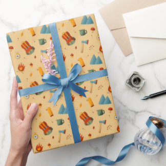 バックパックテントブッシュクラフトキャンピングパターン4 ラッピングペーパー