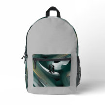 バックパックトレンド抽象芸術アート白黒グリーン