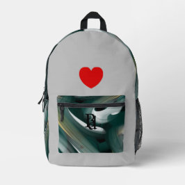 バックパックトレンド抽象芸術アート白黒グリーン プリントバックパック