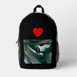 バックパックトレンド抽象芸術アート白黒グリーン プリントバックパック