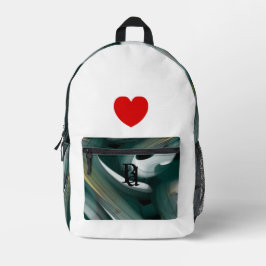 バックパックトレンド抽象芸術アート白黒グリーン プリントバックパック