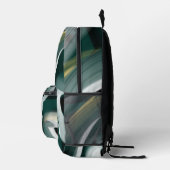 バックパックトレンド抽象芸術アート白黒グリーン プリントバックパック (右)