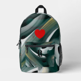 バックパックトレンド抽象芸術アート白黒グリーン プリントバックパック