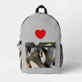 バックパックトレンド抽象芸術アート白黒金ゴールド プリントバックパック