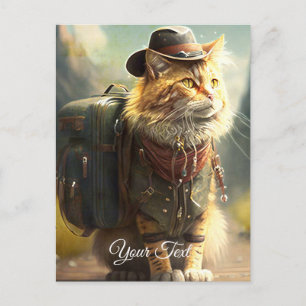 バックパック付きの猫。 ポストカード