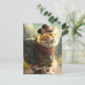 バックパック付きの猫。 ポストカード (スタンド正面)