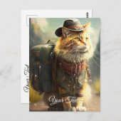 バックパック付きの猫。 ポストカード (正面/裏面)