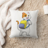 バックパック付きハイカーとしての猫 クッション (ブランケット)