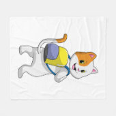 バックパック付きハイカーとしての猫 フリースブランケット (正面(横))