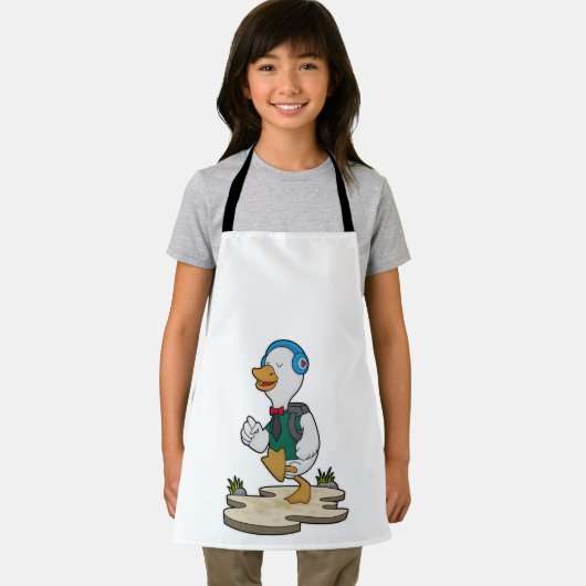 バックパック付きハイカーとしてアヒル エプロン (インサイチュ)