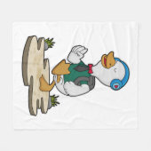 バックパック付きハイカーとしてアヒル フリースブランケット (正面(横))